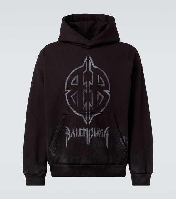 Balenciaga Printed cotton jersey hoodie