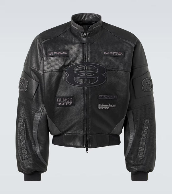 Balenciaga Round leather biker jacket