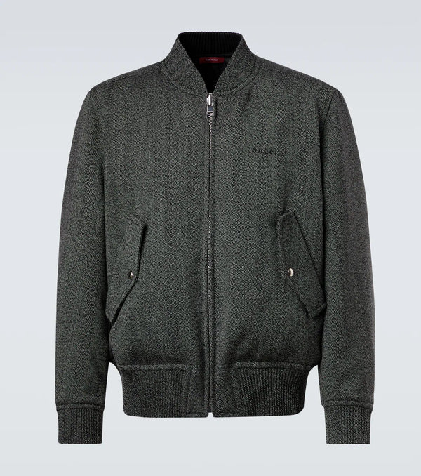 Herringbone wool bomber jacket