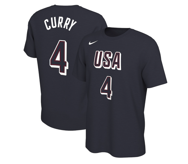 Men's Nike Stephen Curry Navy USA Basketball 2024 Summer Olympics Name & Number T-Shirt
