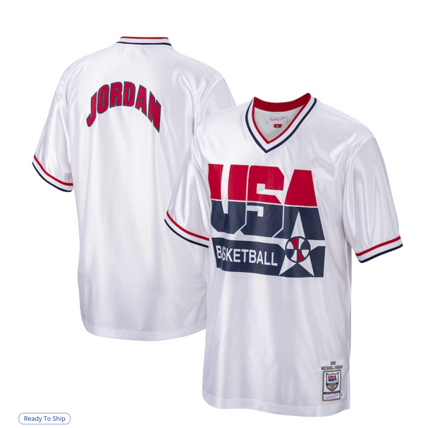 Men's Mitchell & Ness Michael Jordan White USA Basketball 1992 Dream Team Authentic Shooting Shirt