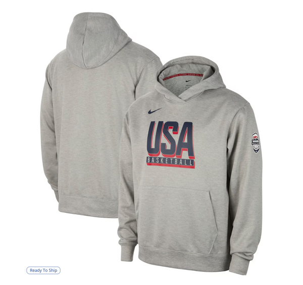 Men's Nike Gray USA Basketball Authentic Practice Club Pullover Hoodie