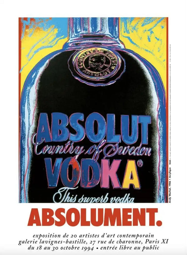 Andy Warhol Absolut Vodka by Andy Warhol, original vintage poster on linen 1994